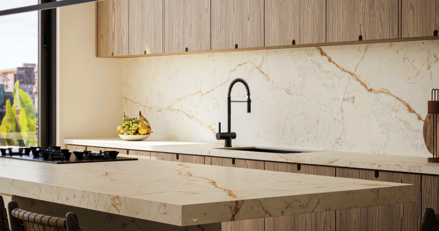 Caesarstone Goldesse |126’’ x 63’’|1.2 cm| Honed Finish Porcelain Slab