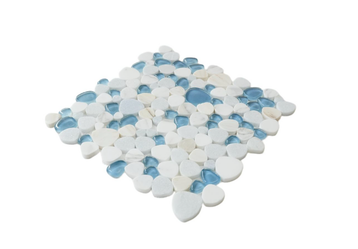 Elysium Tiles Peach Royal Blue 12 x 12 Mosaic Tiles