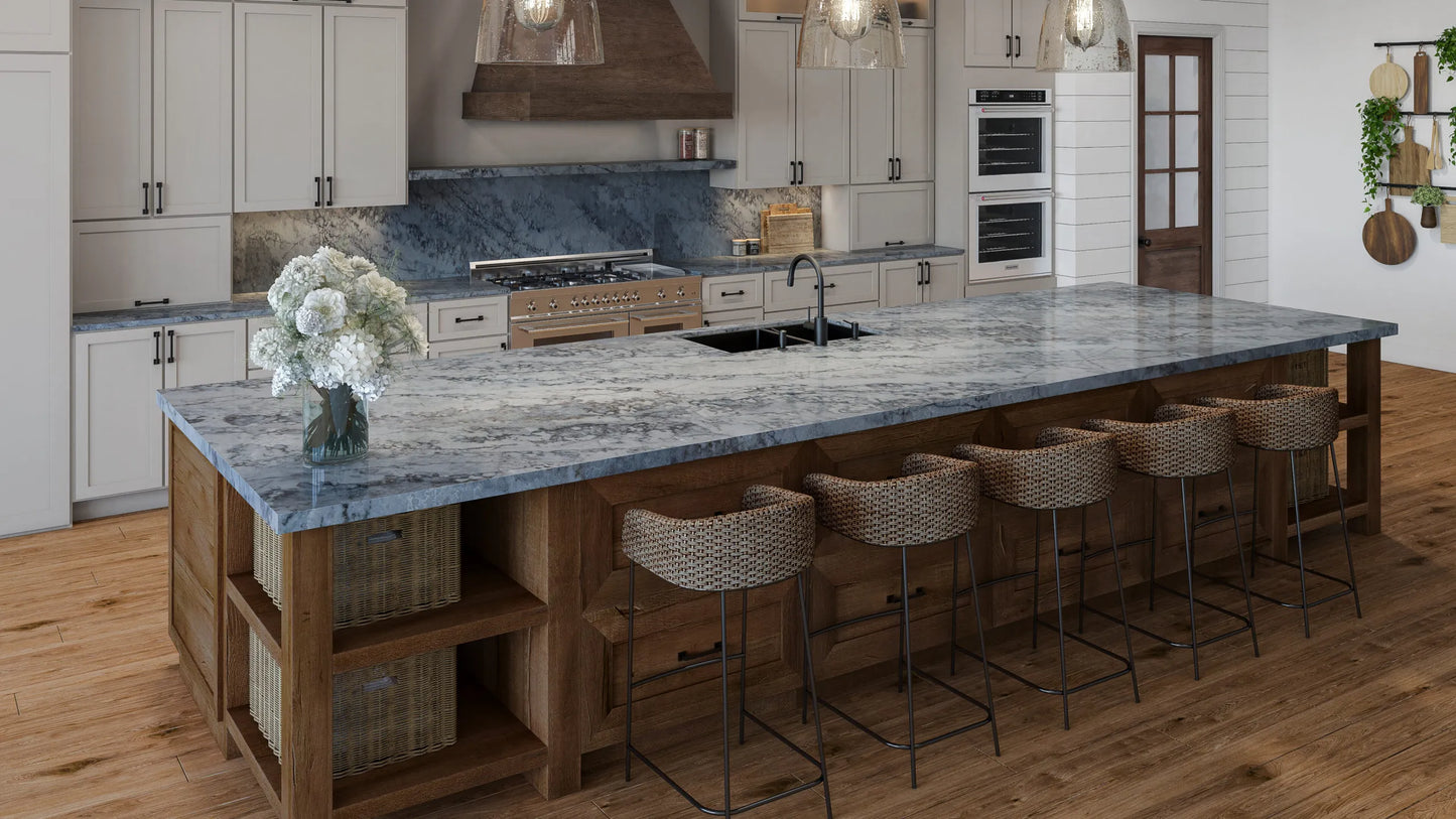 Pental Quartz Atlantis Azul 130" x 65" 2 cm Polished Quartz Slab