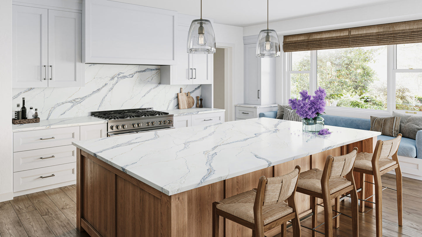 Stratus Surfaces | StratusQuartz | Sorrento | 140 x 81 2 cm Super Jumbo Bookmatched Quartz Slab