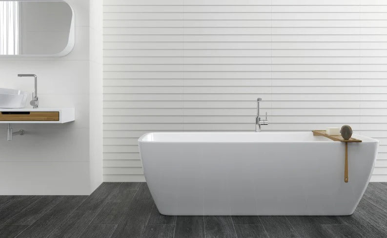 Ottimo Ceramics | Timeless Neve Satin | 12” x 36”Matte Dimensional Ceramic Tile