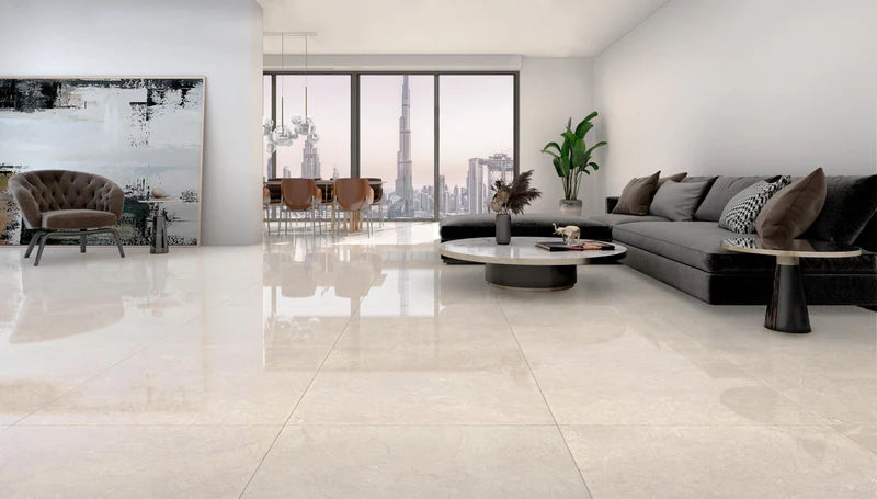 Ottimo Ceramics Touch| Crema Marfil | 24’’ x 48’’ Polished Porcelain Tile