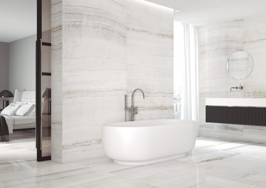 European Porcelain and Ceramics Tivoli Blanco 23'' x 46'' Polished Porcelain Tile