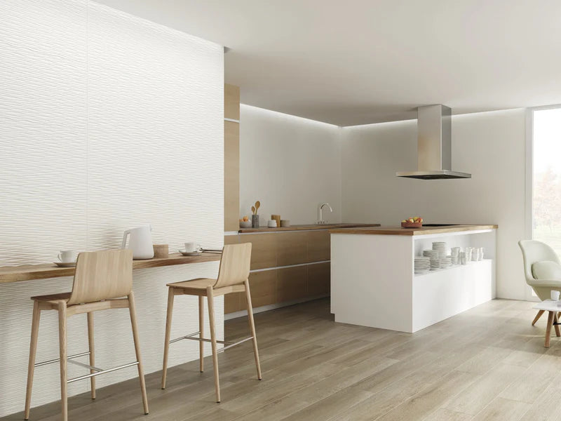 Ottimo Ceramics | Timeless Neve Satin | 12” x 36”Matte Dimensional Ceramic Tile