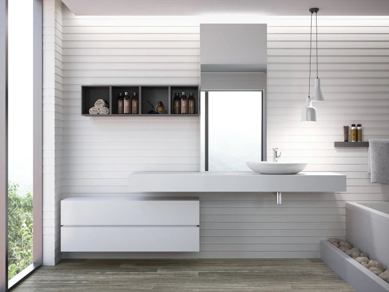 Ottimo Ceramics | Timeless Neve Satin | 12” x 36”Matte Dimensional Ceramic Tile