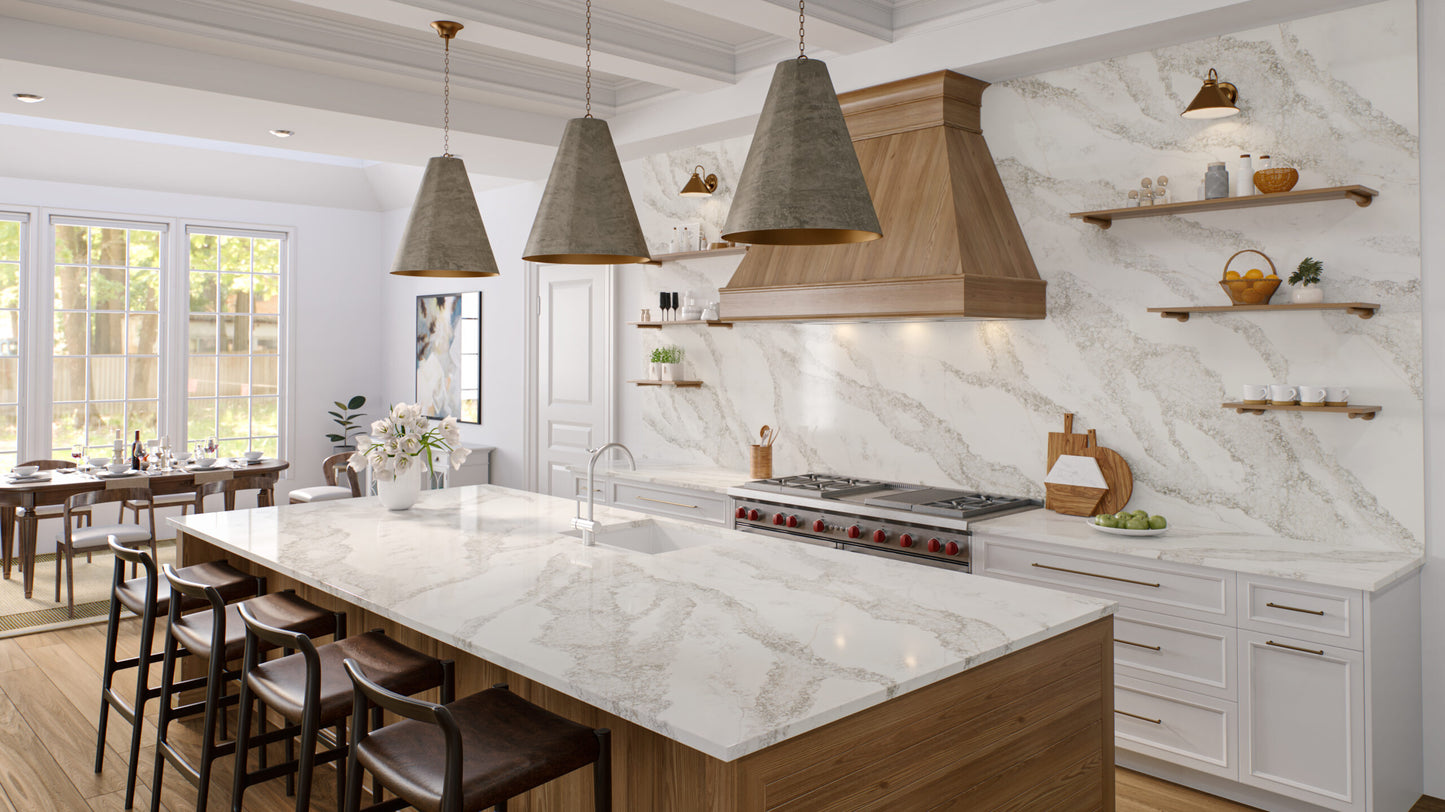 Vadara Quartz Moonlit Lace Polished 126" x 63" 2 cm Quartz Slab