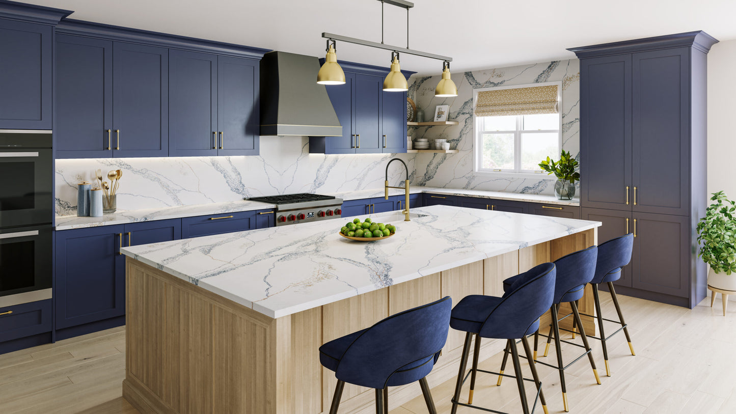Vadara Quartz Scandi Blue Polished 126" x 63" 2 cm Quartz Slab