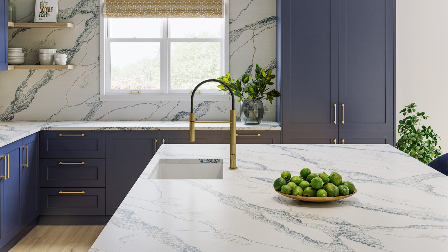 Vadara Quartz Scandi Blue Polished 126" x 63" 2 cm Quartz Slab