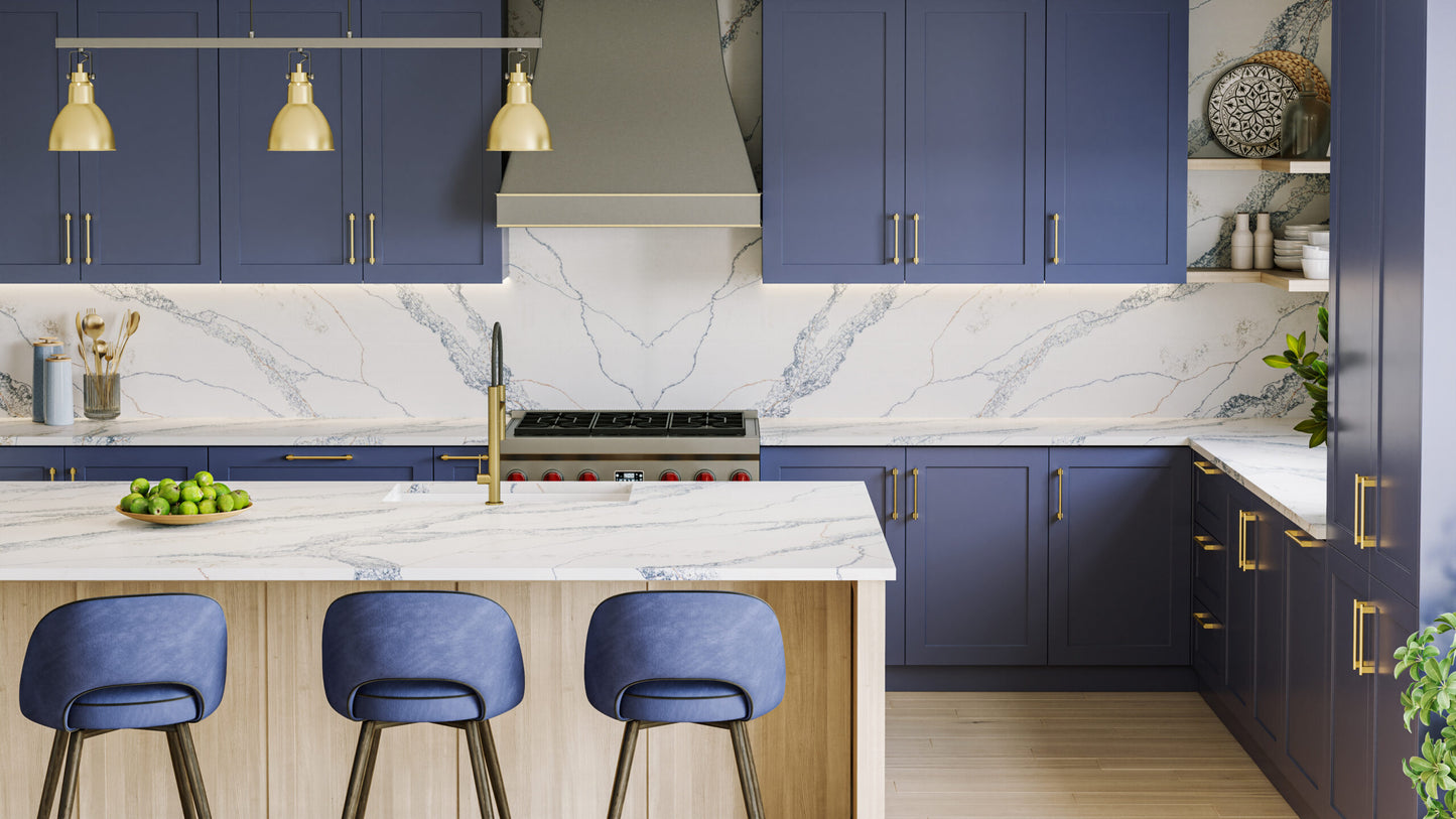 Vadara Quartz Scandi Blue Polished 126" x 63" 2 cm Quartz Slab
