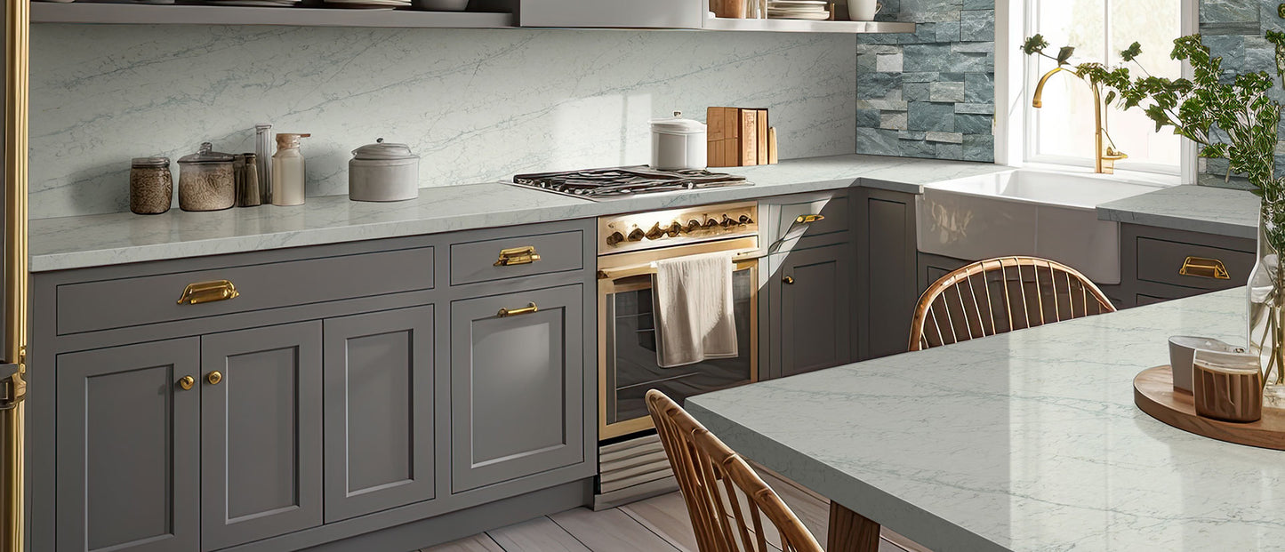 MSI Calacatta Azurmatt |140x82| 2 cm Polished Quartz Slab