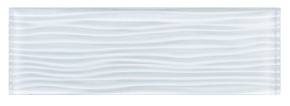 Glazzio Tiles Crystile Wave Series| 4’’ x 12’ | Bright White |Mosaic Tiles
