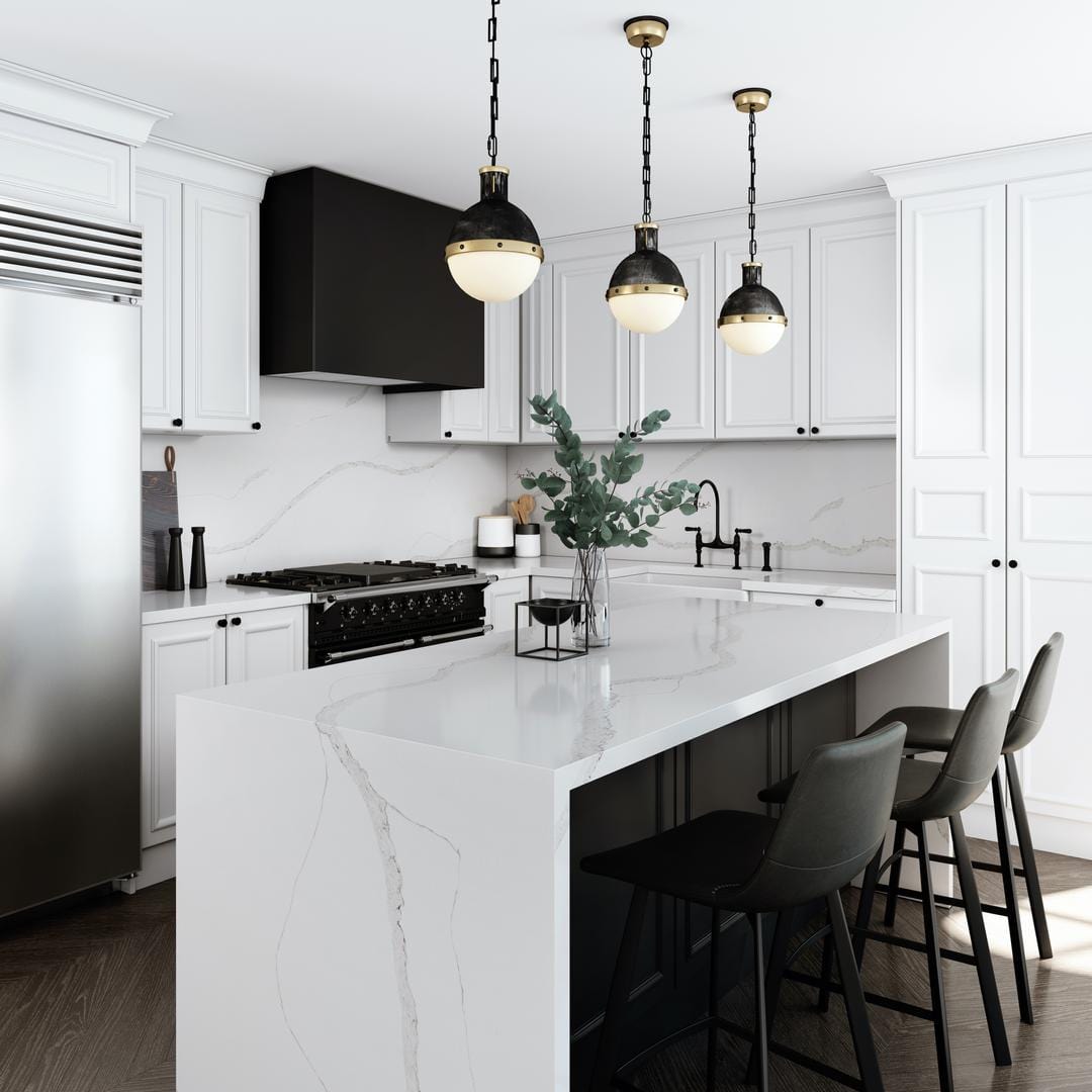HanStone Calcatta Gold 130" x 65" x 2 cm" Polished Quartz Slab