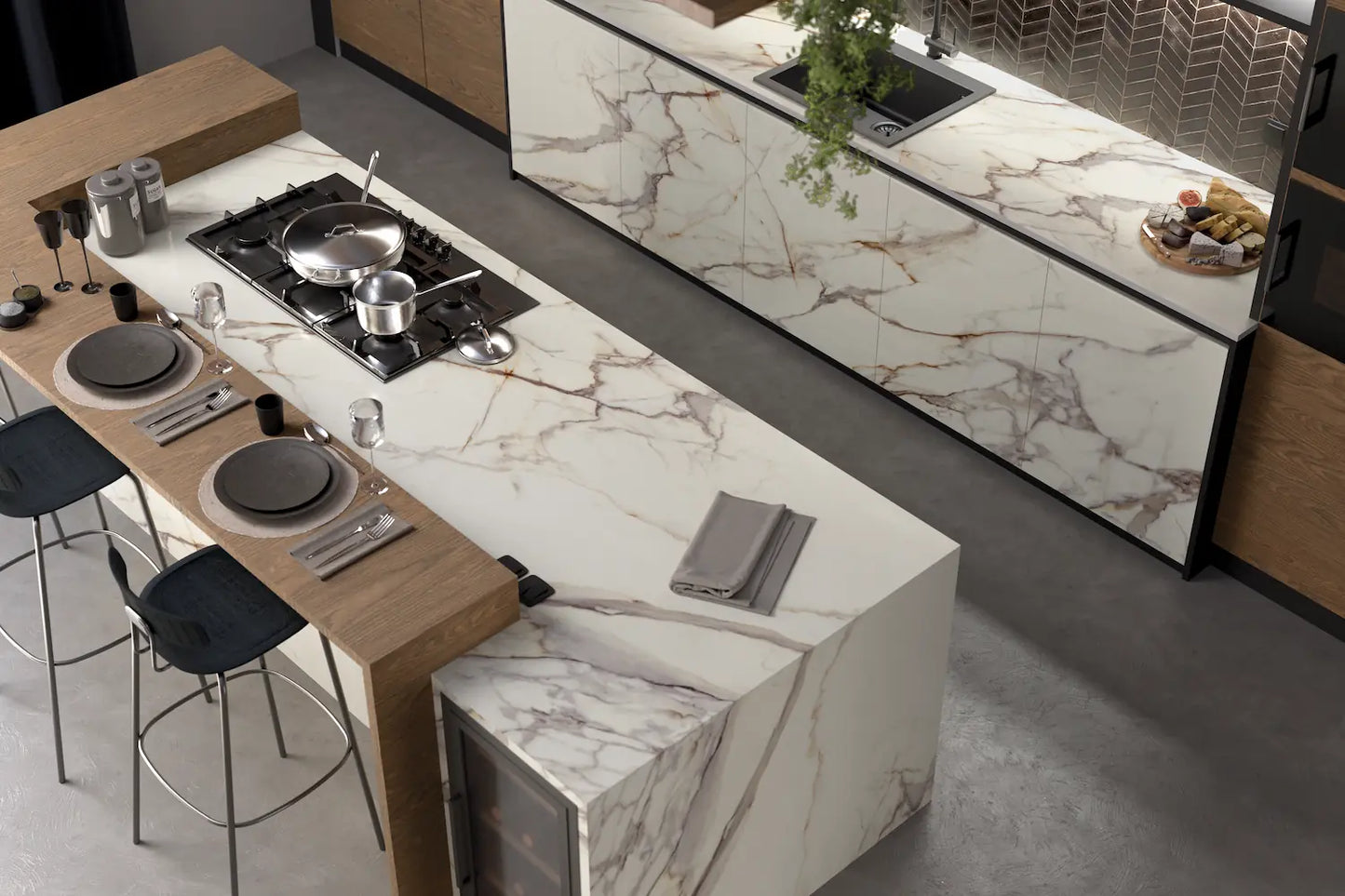 Francini |Forte Collection |Statuario Dorato| 126" x 63"|12mm Polished Porcelain Slab
