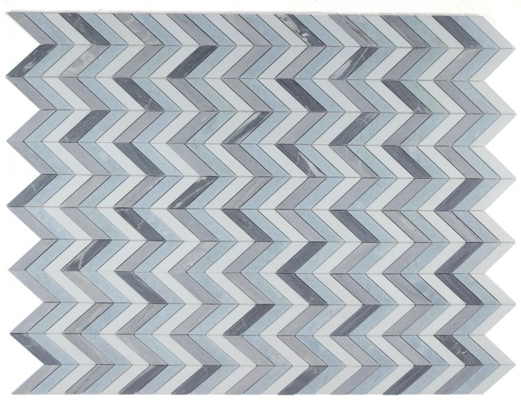 Elysium Tiles Chevron Deep Ocean 10.75''x12.25'' Mosaic Tiles