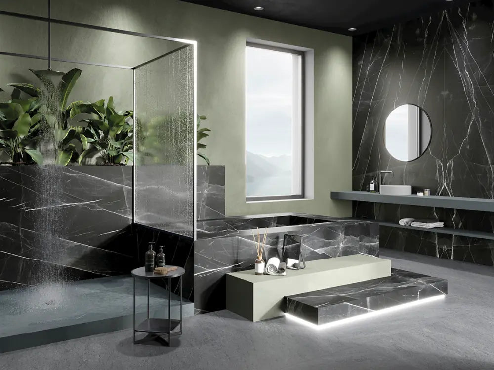 Francini |Forte Collection | Diamond Black| 126" x 63"|12mm Polished Porcelain Slab