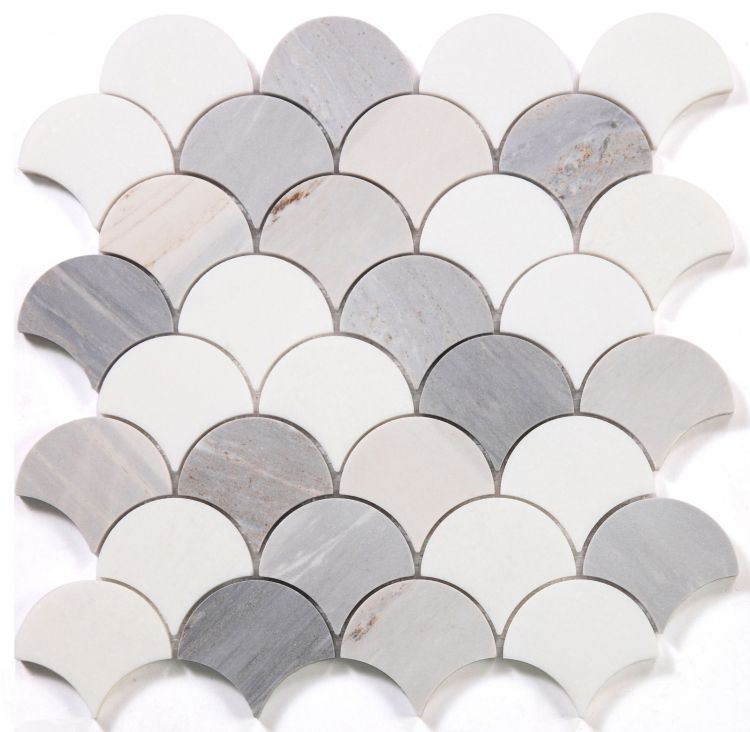 Elysium Tiles Dragon Scale Marble Blue 12x12 Mosaic Tile