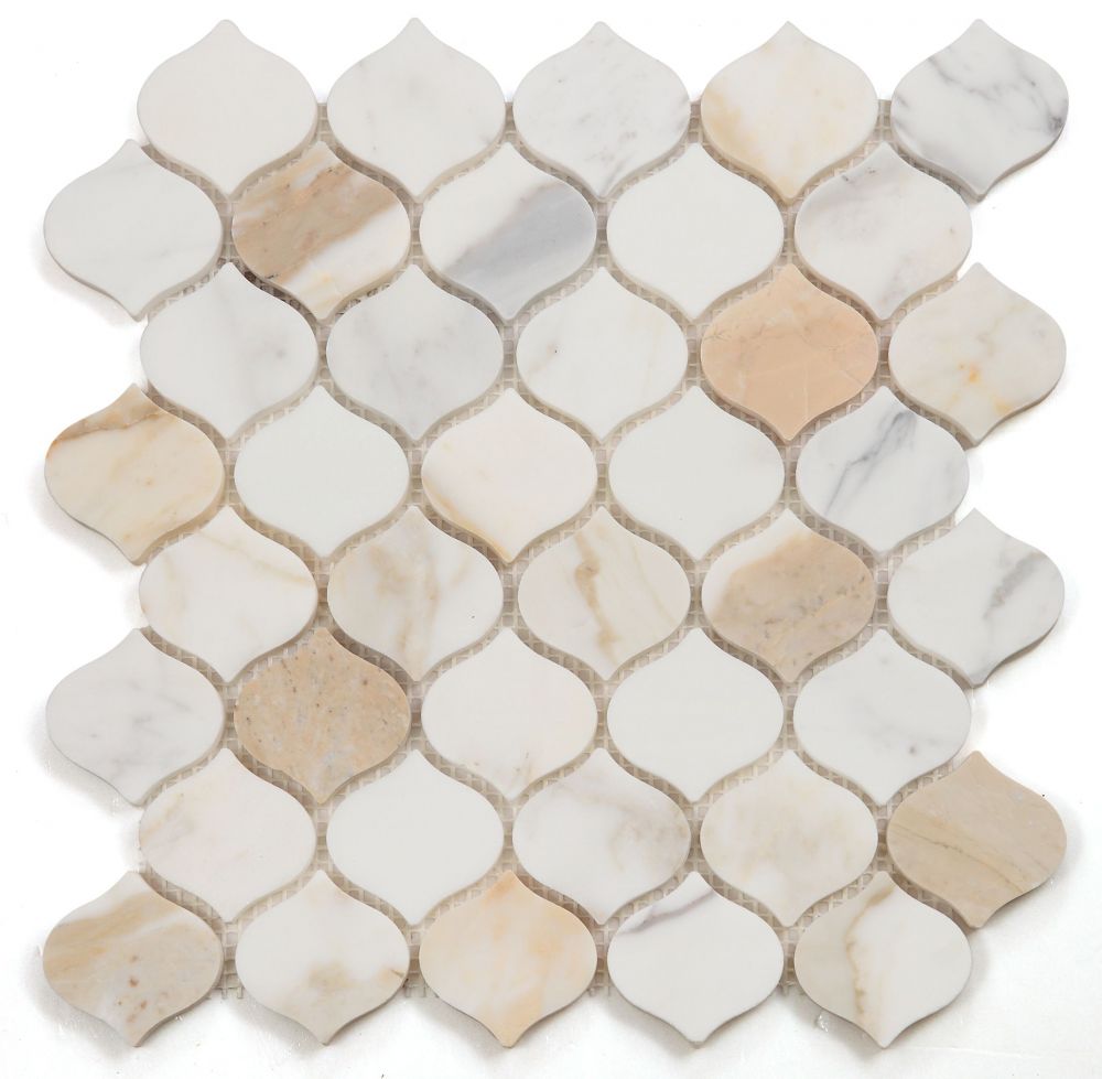 Elysium Tiles Water Drop Calacatta Gold Polished 11 x 11 Mosaic Tiles
