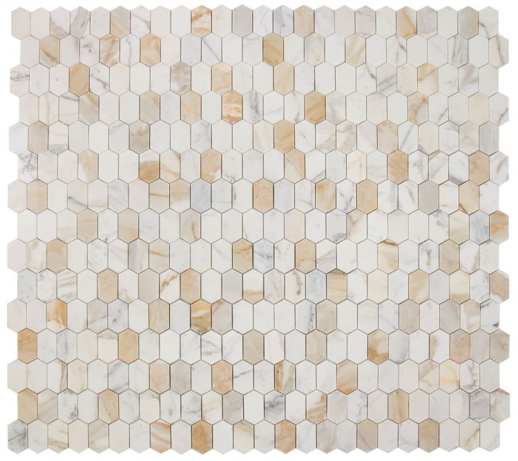 Elysium Tiles Montage Calacatta Gold Polished 12.50''x 13.25'' Mosaic Tiles