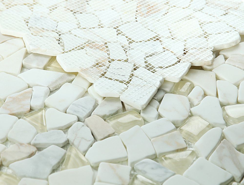 Elysium Tiles Pebble Calacatta Gold 12'' x 12'' Mosaic Tile