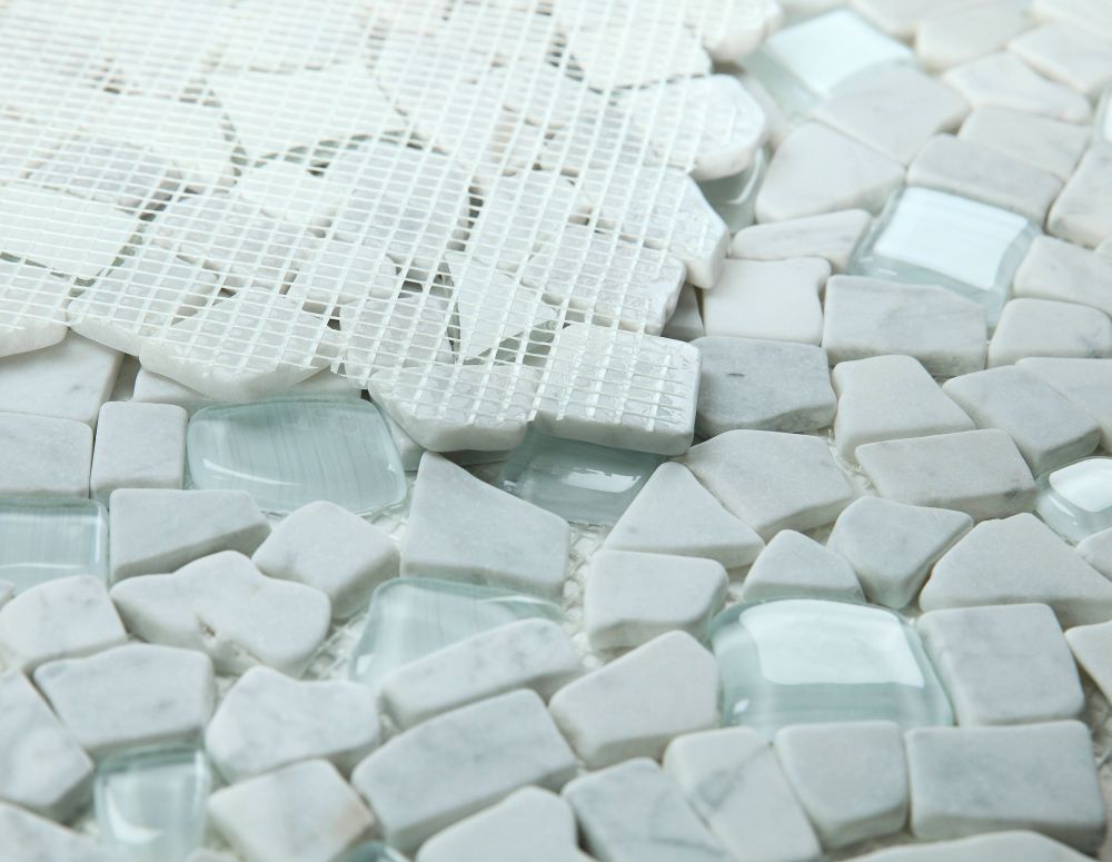 Elysium Tiles Pebble Carrara 12'' x 12'' Mosaic Tile