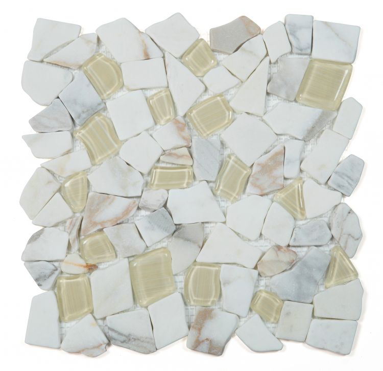 Elysium Tiles Pebble Calacatta Gold 12'' x 12'' Mosaic Tile