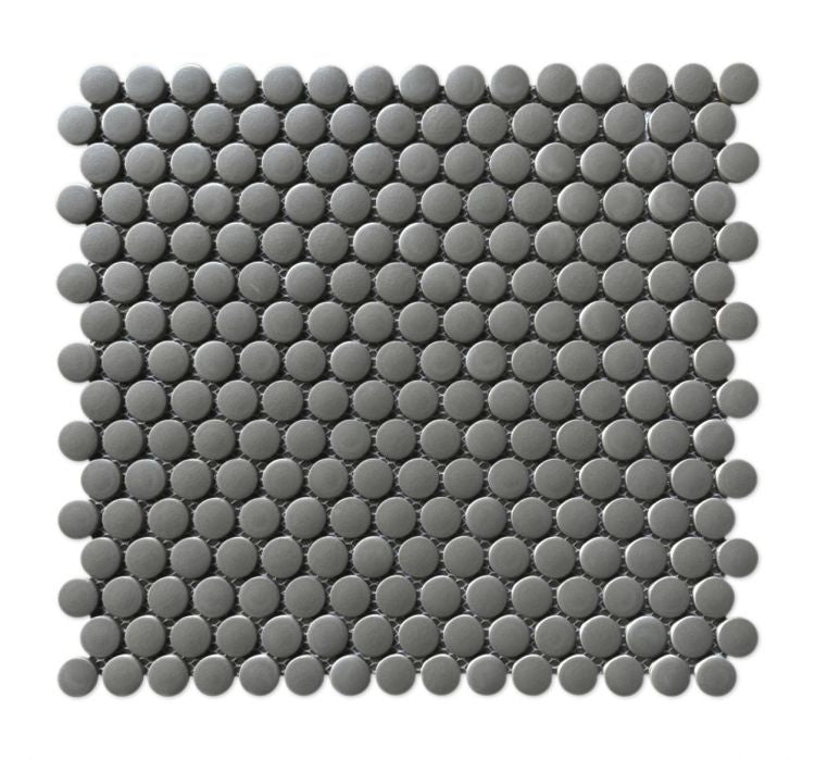 Elysium Tiles Penny Round Dark Grey Grip 11.50'' x 12.25'' Mosaic Tiles