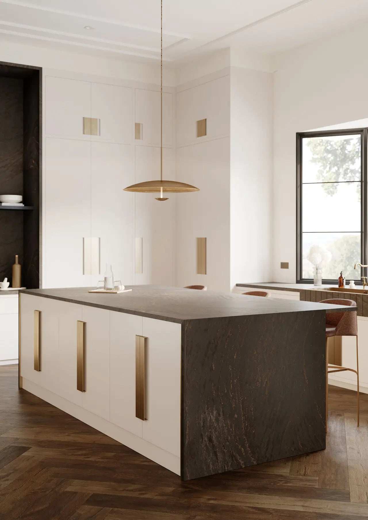 Cambria Remington Brass 132''x 65.5'' 2 cm Satin Quartz Slab