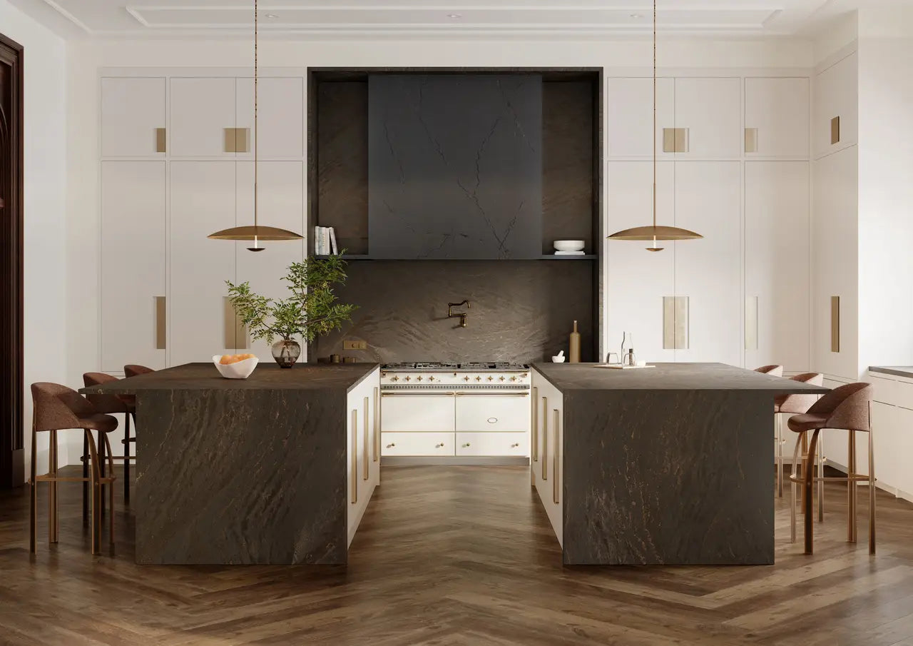 Cambria Remington Brass 132''x 65.5'' 2 cm Satin Quartz Slab