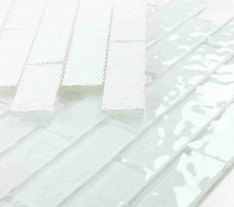Elysium Tiles Ripple White Glossy 11.75''x 11.75'' Mosaic Tiles
