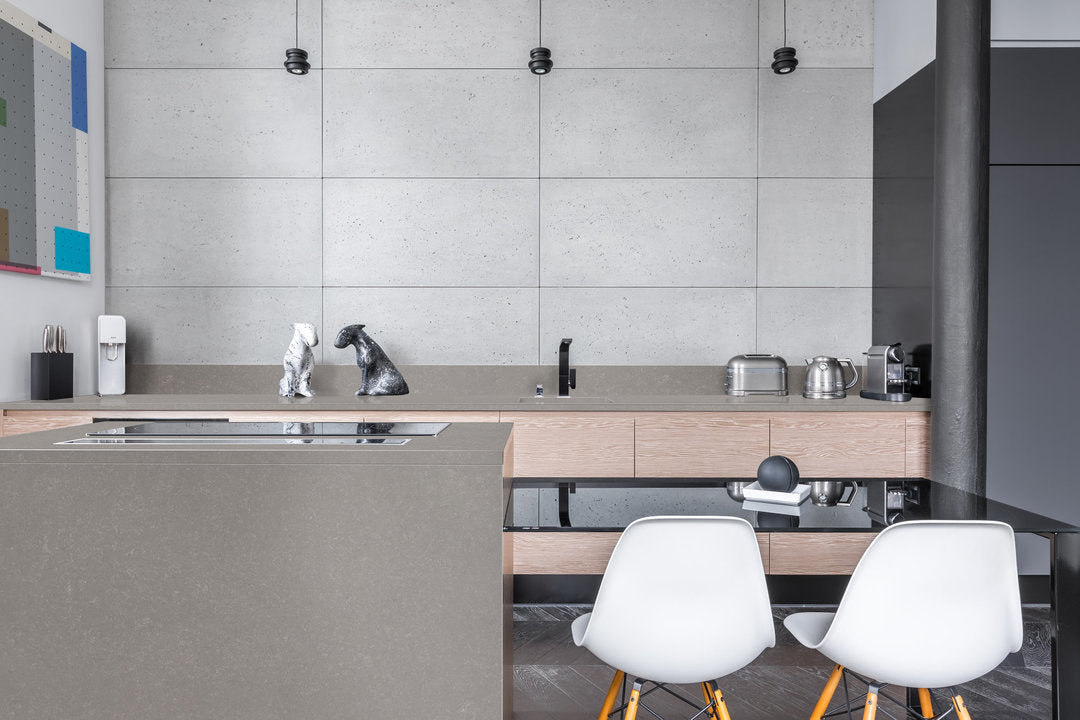 HanStone Uptown Grey 130" x 65" x 2 cm" Leather Quartz Slab