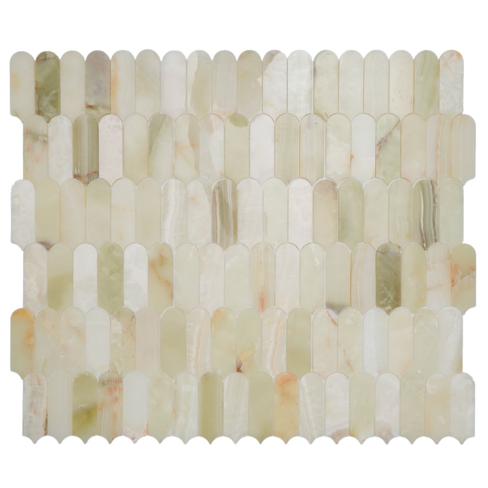 Elysium Tiles Piano Onyx Green Polished 10''x 11.75'' Mosaic Tiles