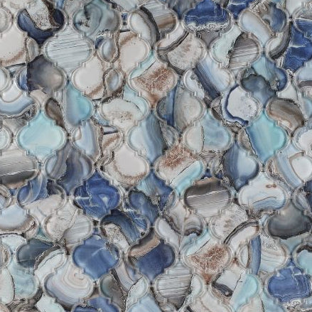 Elysium Tiles Aladdin Shell Blue 8.75" x 12.25" Mosaic Tile