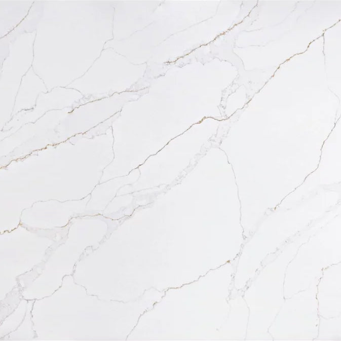 Raphael Stone RQ09910 Calacatta Romano 126" x 63" Polished Quartz Slab