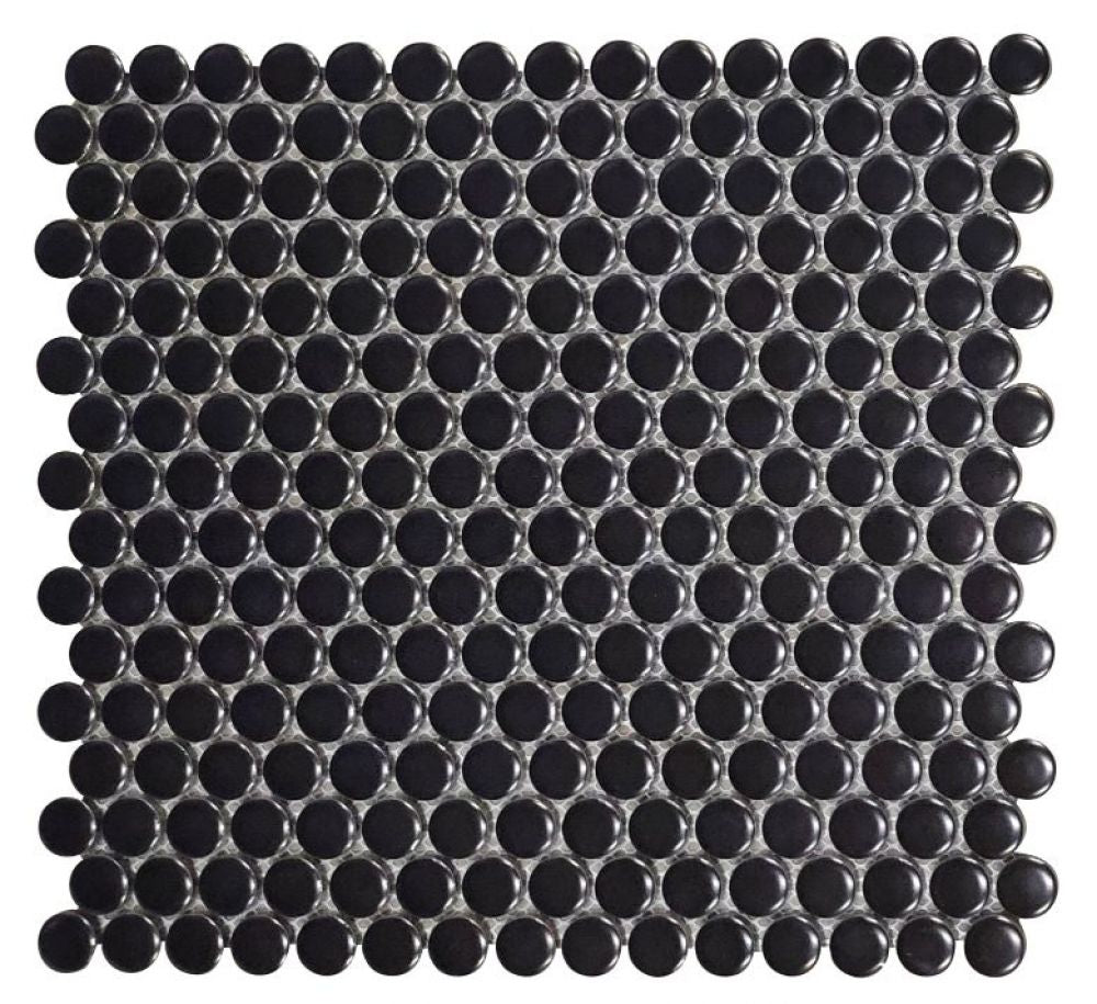 Elysium Tiles Penny Round Black Matte 11.50''x12.25'' Mosaic Tiles