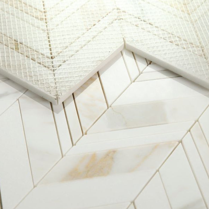 Elysium Tiles Chevron Ravenna Calacatta 11.75" x 12.25" Mosaic Tile