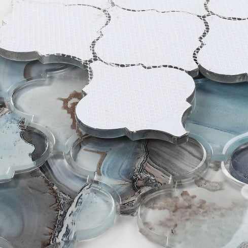 Elysium Tiles Aladdin Shell Blue 8.75" x 12.25" Mosaic Tile