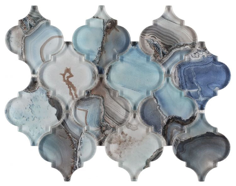 Elysium Tiles Aladdin Shell Blue 8.75" x 12.25" Mosaic Tile