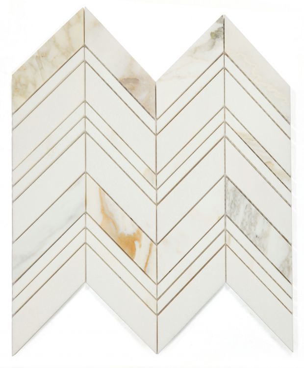 Elysium Tiles Chevron Ravenna Calacatta 11.75" x 12.25" Mosaic Tile