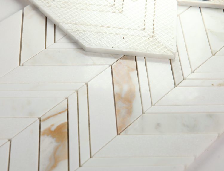 Elysium Tiles Chevron Ravenna Calacatta 11.75" x 12.25" Mosaic Tile