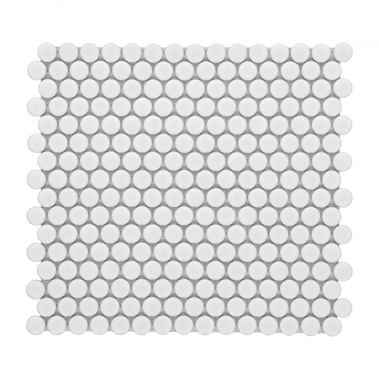 Elysium Tiles Penny Round White Matte 11.50'' x 12.25'' Mosaic Tiles