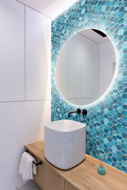 Elysium Tiles Vanguard Hex XL Onyx Blue 11.25 x 11.25 Mosaic Tiles