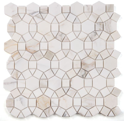 Elysium Tiles Aether Calacatta. Polished 11.5'' x12'' Mosaic Tiles