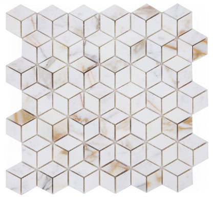 Elysium Tiles Cubic Calacatta Gold 11.75'' x 12'' Mosaic Tiles