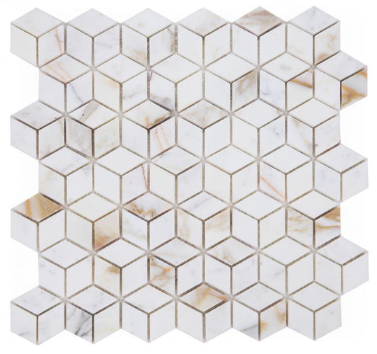 Elysium Tiles Cubic Calacatta Gold 11.75'' x 12'' Mosaic Tiles