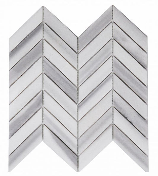 Elysium Tiles Chevron Marmala White 11'' x 11'' Mosaic Tiles