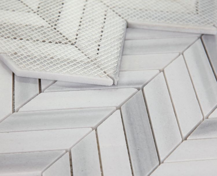 Elysium Tiles Chevron Marmala White 11'' x 11'' Mosaic Tiles