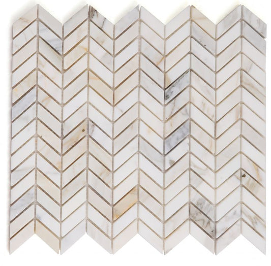 Elysium Tiles Chevron Petite Calacatta 10.75'' x 12.25'' Mosaic Tiles