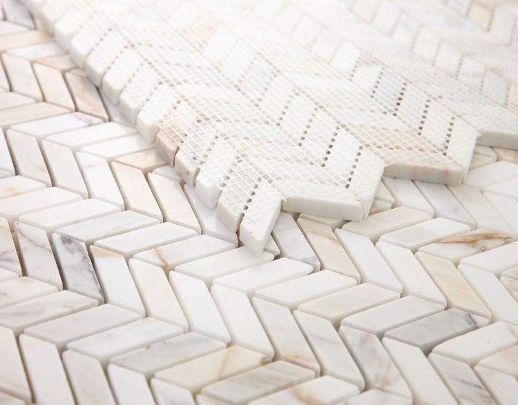 Elysium Tiles Chevron Petite Calacatta 10.75'' x 12.25'' Mosaic Tiles