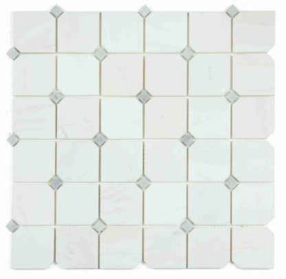 Elysium Tiles Clipped Square Milky White Honed 11.75 x 11.75 Mosaic Tiles