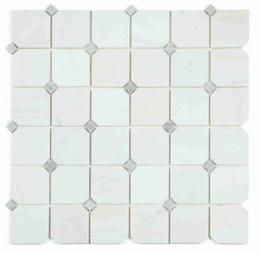 Elysium Tiles Clipped Square Milky White Honed 11.75 x 11.75 Mosaic Tiles